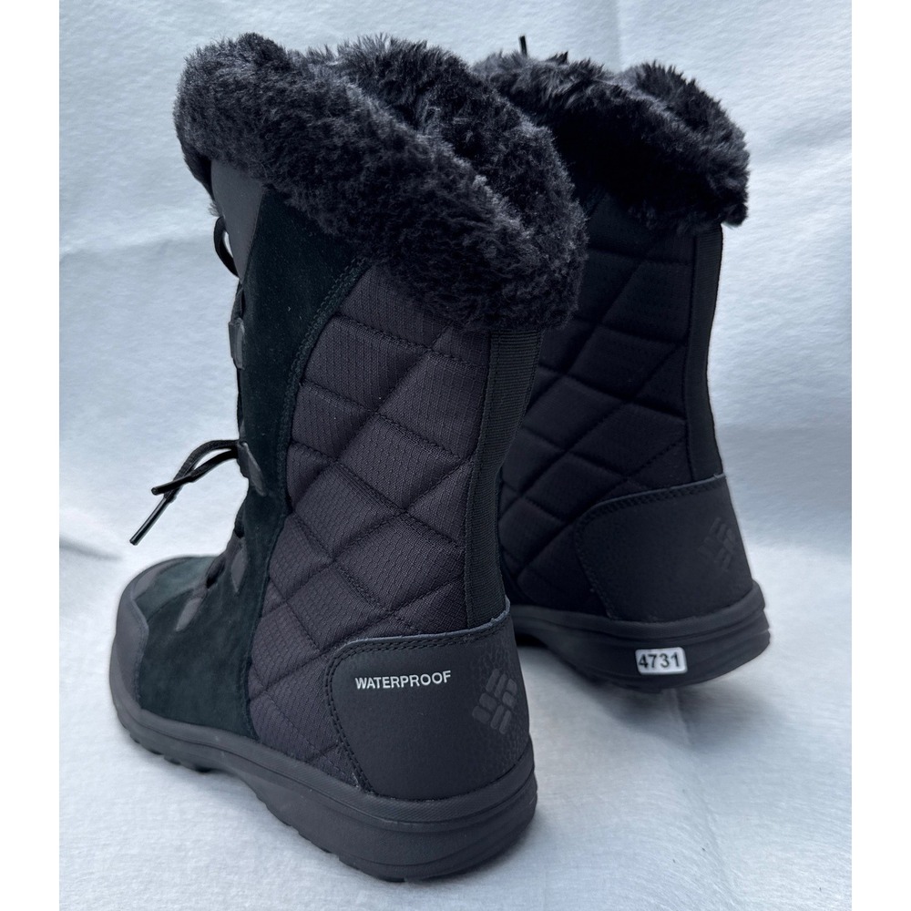 Columbia Ice Maiden II Winter Boots Womens 10 Black Waterproof Omni Grip Quilted - Picture 3 of 15